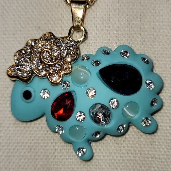 Retro Betsy Johnson Baby Blue Sheep Necklace - Picture 2 of 7